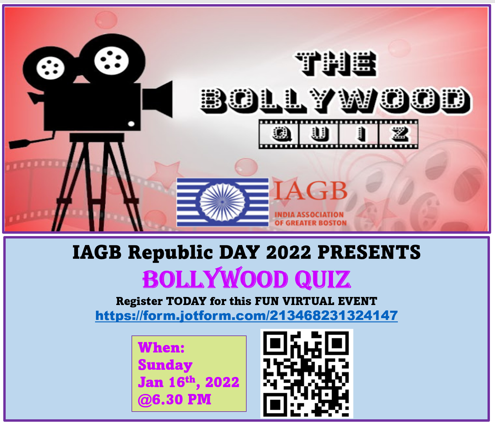 Bollywood quiz flyer 2022